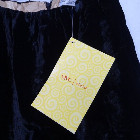 Vintage Victor Costa Occasion Black Velvet Skirt Zigzag Hem Women Size XS NEW - Picture 8 of 11